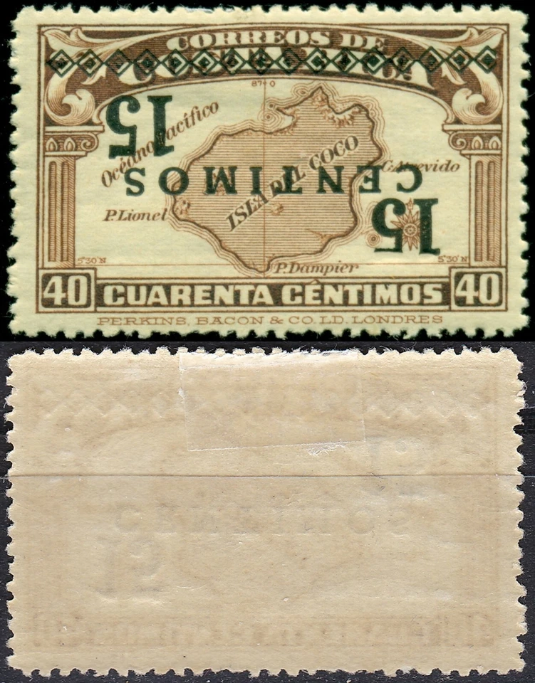 Costa Rica 1940 Coco Is. 15c-40c Sc-CR201ab INVERTED SCHG MLH #Br5 - US-Seller - Image 1 of 1