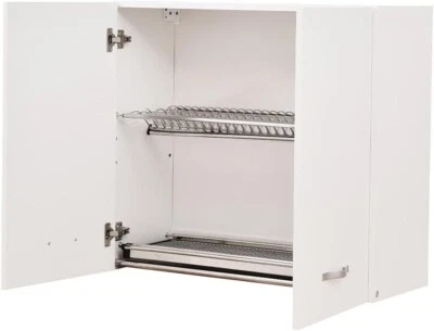 Mobile Pensile per Cucina Scolapiatti 2 Ante 2 Ripiani Moderno a Bianco 80 cm - Immagine 1 di 4