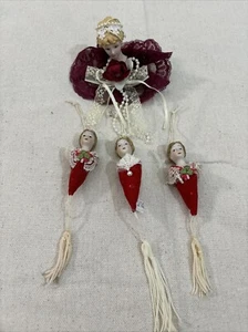 4 Vintage Porcelain Head Dolls Christmas Tree Ornaments 1 Kurt Adler 3 Unknown - Picture 1 of 8