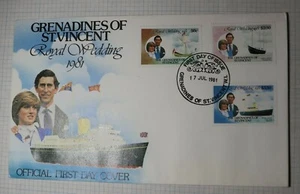 Grenadines St Vincent Royal Wedding 1981 Princess Diana FDC Sc# 627-632 Set 2 - Picture 1 of 4