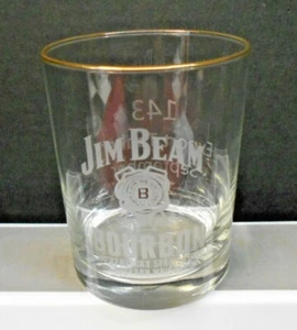 JIM BEAM BOURBON ROCKS GLASS ETCHED GLASS 4" X 3 1/4" PRE-OWNED - Picture 1 of 5