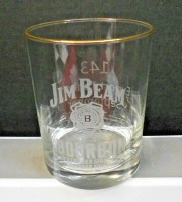JIM BEAM BOURBON ROCKS GLASS ETCHED GLASS 4" X 3 1/4" PRE-OWNED - Image 1 of 4