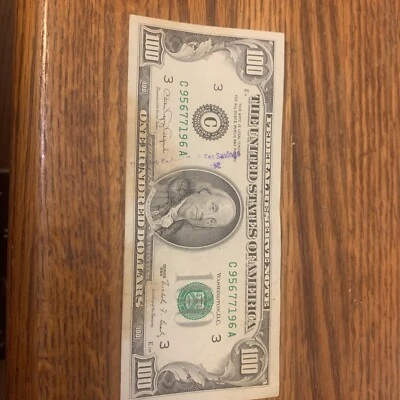 1990 C $100 One Hundred Dollar Bill Federal Reserve Note Millions Note High # - Image 1 of 4