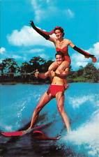 Skiing Is Fun In The Florida Sun Man Women Waterskiing Florida FL Postcard 4928