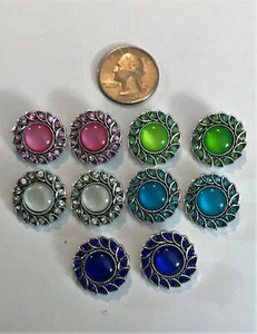 18 mm Schnappperlen - Silber mit Katzenauge Akzenten - Ingwer, Noosa oder andere Druckknöpfe - Bild 1 von 11