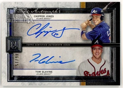 Chipper Jones & Tom Glavine 2020 Topps Museum Dual Autograph Card #DA-JM 06/15 - Image 1 of 2
