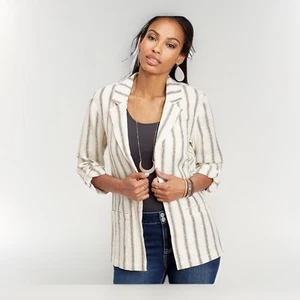 Maurices Women’s XXL Striped Long Sleeve Open Front Lightweight Blazer Linen NWT - Picture 1 of 8