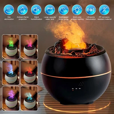 Volcano Fire Flame Essential Oil Diffuser Air Humidifier Aromatherapy 360ml Home - Image 1 of 4