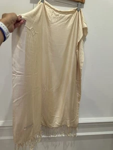 Pashmina Bufanda Mantón Beige 26 x 66 Pulgadas 100% Cachemira - Imagen 1 de 6