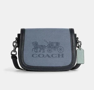 COACH (Coach)/Horse and Carriage Shoulder Bag/Canvas x Leather/Genuine Leather/B - Picture 1 of 9