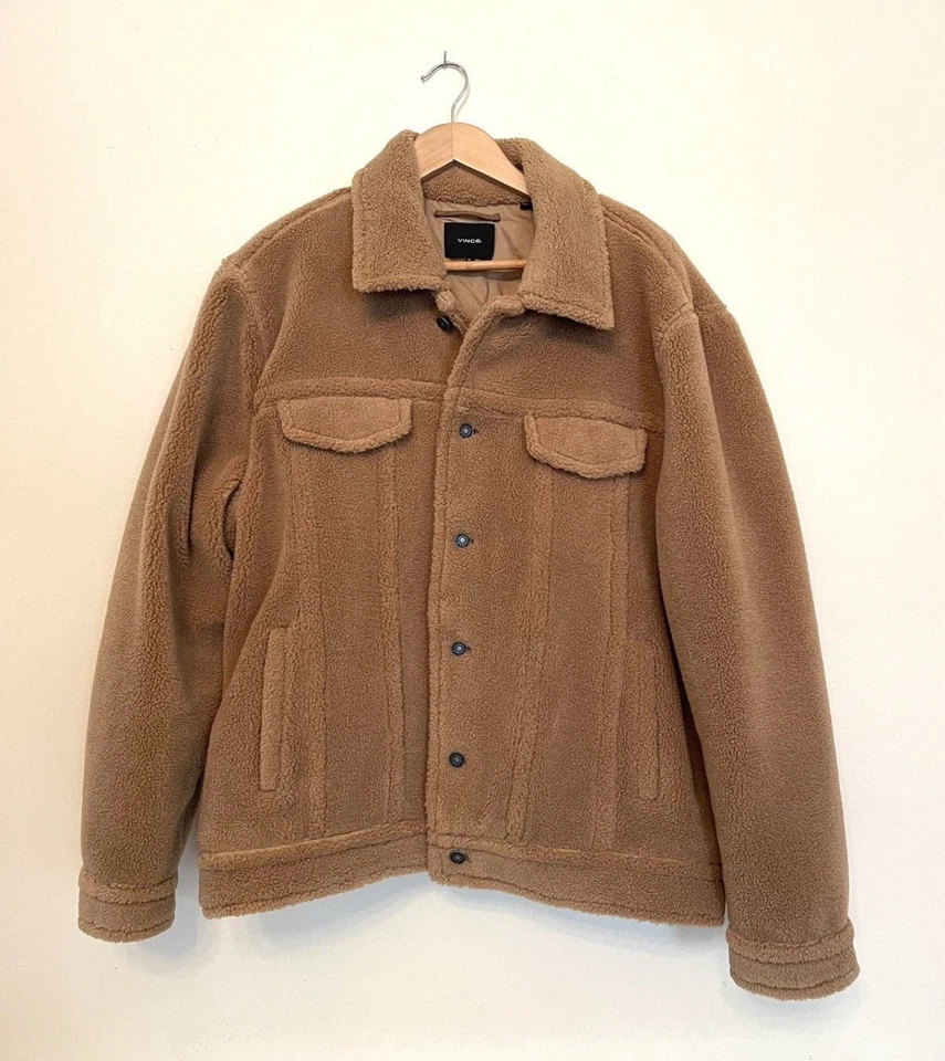 Chaqueta de camionero Sherpa abotonada XL Vince XL para hombre nueva sin etiquetas en camello del desierto Foto 1 de 4