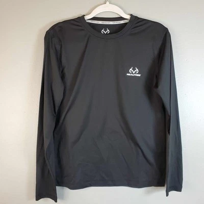 Realtree Mens Base Layer Shirt Performance Thermal Top Large Black Long Sleeve - Image 1 of 4