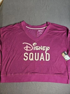 Disney Squad Top Womens 3X 22W-24W Berry Long Sleeve V Neck Pajama Shirt - Picture 1 of 7