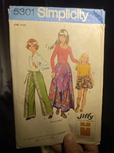1970s Simplicity 5301 Pattern, Girls Wrap Pants and short 1size (open but new) - Picture 1 of 11
