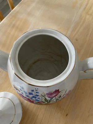 Wood and Sons Ellgreave Ironstone Teapot Vintage Violet Pattern - Image 1 of 4