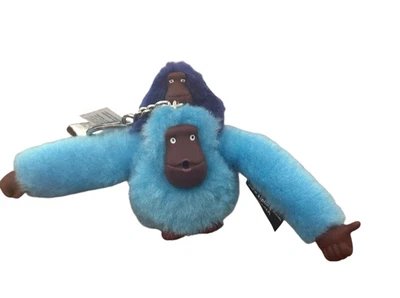 Kipling Monkey with baby Key Ring/Bag Charm- Daina-Powder Blue- dark blue baby - Image 1 of 3