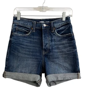 Old Navy Shorts Womens Size 0 Sky Hi Extra High Rise Distressed Button Fly Denim - Picture 1 of 7