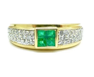 2Ct Princess Simulated Emerald Women's Engagement  Ring 14k Yellow Gold Plated - Picture 1 of 7
