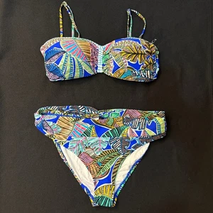 Neu mit Etikett La Blanca Bandeau-Bikini Badeanzug tropischer Druck zweiteilig Damengröße 14 - Bild 1 von 8