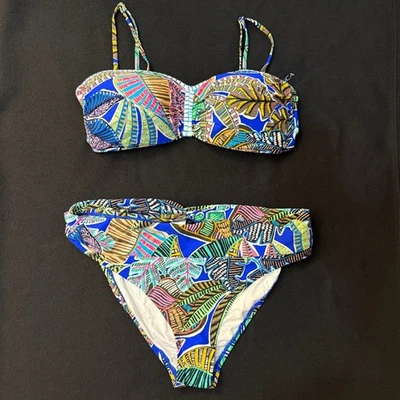 NWT La Blanca Tropical Print Bandeau Bikini Swimsuit Two-Piece Women's Size 14 - Image 1 of 4