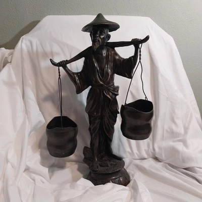 Chinese Bronz Water Carrier Statue Late 19th Century early 20th - Image 1 of 4