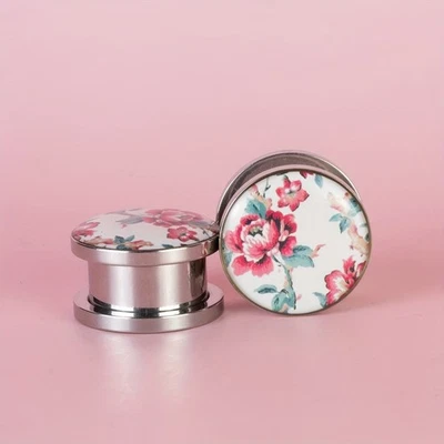 Ohrplug Plug Argento Fiore Nature Stile Naturale Tunnel Ohrtunnel - Immagine 1 di 3