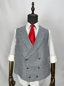Chaleco Chaleco SuitSupply Ferrara DB 100% lino gris claro hecho a medida EE. UU. 44S - Imagen 1 de 19