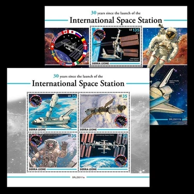 International Space Station 30 Years MNH Stamps 2025 Sierra Leone M/S + S/S - Image 1 of 3
