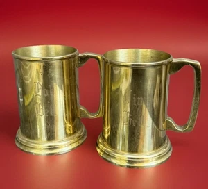 Massives Messing 2er Set Becher Spanien Dinge erinnert beschriftet Bob Bell Jim Bell - Bild 1 von 12