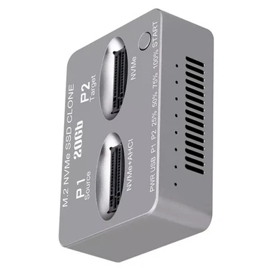 Gray Dual-Bay M.2 NVME SSD Clone Gen2X2 20Gbps External Hard Disk Box Case - Image 1 of 4