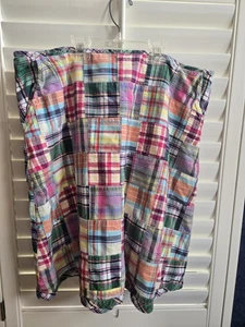 L. L Bean Madras plaid Cotton Patchwork A-Line Size 16 Reg - Picture 1 of 3
