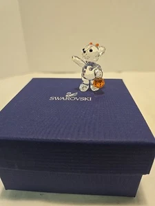 New Swarovski Halloween 1096026 Kris Bear With Orange Pumpkin Figurine Box 2011 - Picture 1 of 9