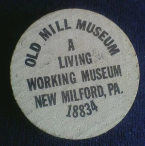 Ficha de níquel de madera antiguo museo de molino nuevo Millford PA. - Imagen 1 de 2