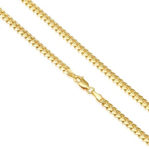 Brazalete italiano cadena de eslabones cubanos Miami de 4 mm de oro amarillo macizo de 14K 7,5" 8" 8,5" - Imagen 1 de 9