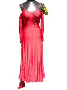 clearance sale red smooth Ballroom Tango dance dress gown - Picture 1 of 9
