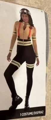 Firefighter Catsuit Women Fancy Dress Up Halloween Adult Costume Sz L - Image 1 of 2