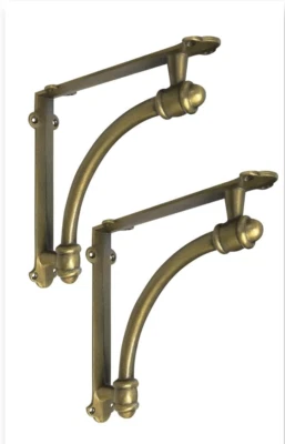 Suportes de prateleira decorativos Heavy Duity pacote com 2 de ferro fundido dourado 9,6x1,7x9,6 polegadas - Imagem 1 de 4