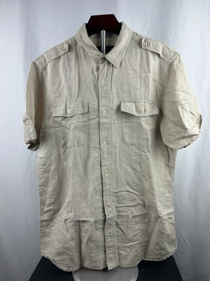 Structure Men’s Linen Casual Adventure Shirt Short Sleeve Pockets Size Medium - Image 1 of 4