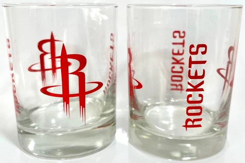 2 Houston Rockets NBA Basketball Rocks Glasses 12oz Cover