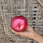 Antique Kugel Heavy 4.3" Pink Round Christmas Ornament Germany Original Old 400