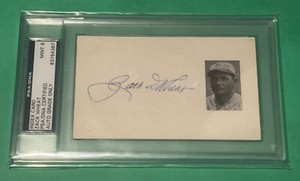 Zack Wheat HOF Signed Index Card AUTO PSA 9 AUTO GRADE WITH HEAD SHOT PICTURE