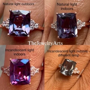 Ring Alexandrite, Lab Created Alexandrite Ring, 925 Sterling Silver Ring - Picture 1 of 5