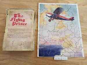 Vintage 1930s Johns THE FLYING PRINCE Whimsy Shape WOODEN Jigsaw PUZZLE 90 Piece