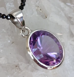 Amethyst Anhänger facettiert 925 Sterlingsilber Handarbeit Heilstein A1512 - Bild 1 von 5