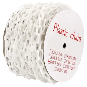 164 Feet White Plastic Chain Links, Lightweight Plastic Safety Chain, Plastic Ba - Picture 1 of 12