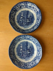 Staffordshire Liberty Blue Ironstone England, 2 Fruit/Dessert (Sauce) Bowl Besty - Picture 1 of 12