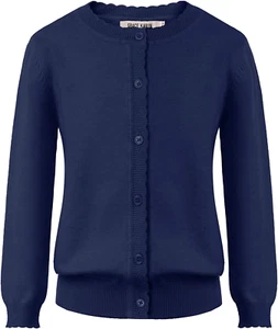 Girls Essential Soft Knit Uniforms Button down Cardigan Sweaters - Picture 1 of 12
