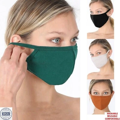 Máscara facial de algodão macio dupla camada reutilizável lavável respirável masculina feminina - Imagem 1 de 2