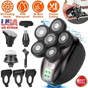 6D 5-in-1 Shaver Cordless Hair Trimmer Bald Head Razor Electric For Men Wet Dry - Picture 1 of 12