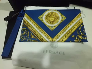 Versace Small Pouch Royal Blue Medusa Nylon Pouch Holder - Picture 1 of 4